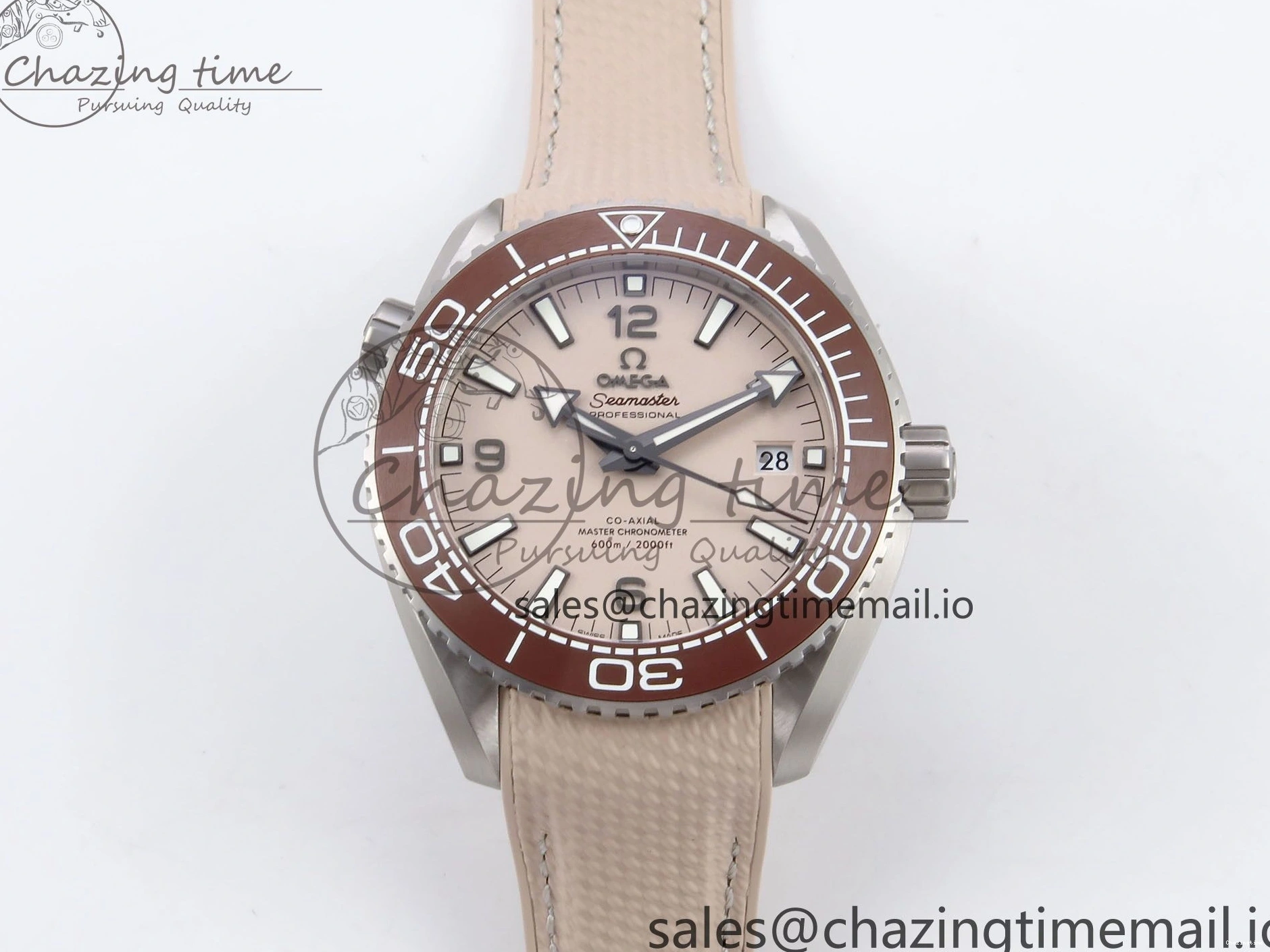 0204 Planet Ocean 43.5mm SS VSF 1:1 Best Edition Brown Bezel Sand Dial on Sand Rubber Strap A8900 Super Clone Neat 7710